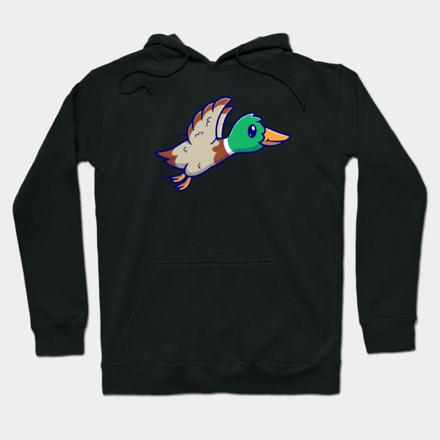 Cute Duck Bird Flying Cartoon Hoodie by Catalyst Labs